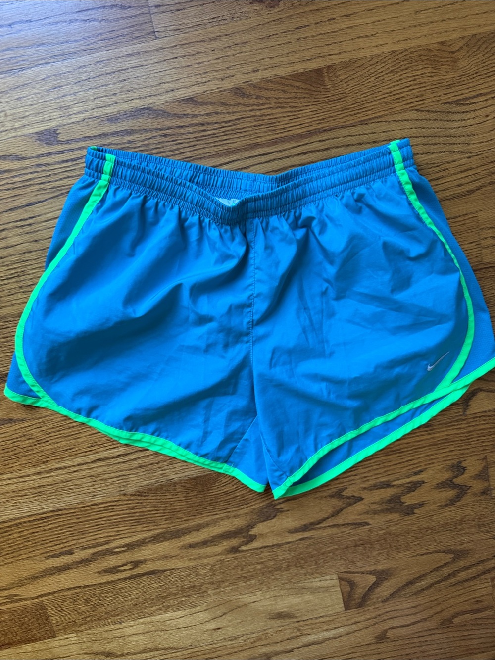 EUC NIKE Dri-FIT Athletic Shorts Running Workout Blue Green Built in Liner Sport